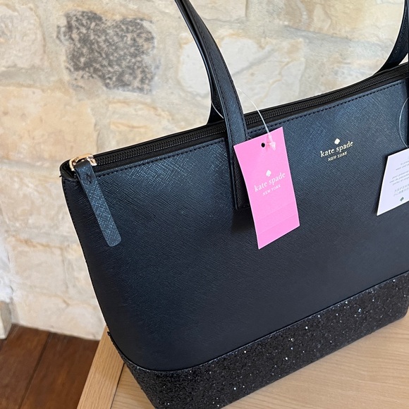 Kate Spade Penny Saffiano leather PVC Glitter Large Tote handbag+Wallet NWT - Picture 3 of 13